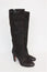 Prada Knee High Boots Dark Brown Leather Size 38.5 Side-Buckle High Heel