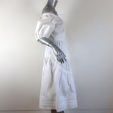 Prada Off the Shoulder Dress White Ruched Tiered Cotton Size 42 available at CelebrityOwned.com img_5