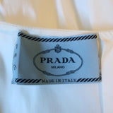 Prada Off the Shoulder Dress White Ruched Tiered Cotton Size 42 available at CelebrityOwned.com img_9