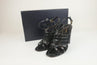 Prada Slingback Sandals Black Madras Woven Leather Size 38.5 Open Toe Heel