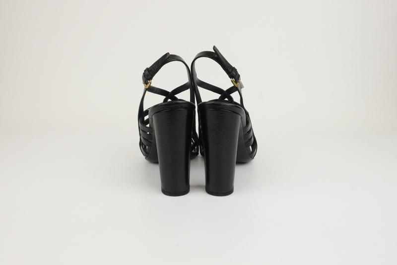 Prada Slingback Sandals Black Madras Woven Leather Size 38.5 Open Toe Heel available at CelebrityOwned.com img_4