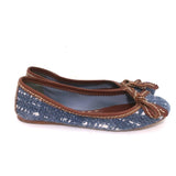 Prada Tweed Ballet Flats with Leather Bow Blue/Brown Size 37 available at CelebrityOwned.com img_2