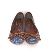 Prada Tweed Ballet Flats with Leather Bow Blue/Brown Size 37 available at CelebrityOwned.com img_3
