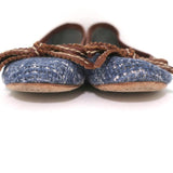 Prada Tweed Ballet Flats with Leather Bow Blue/Brown Size 37 available at CelebrityOwned.com img_4