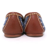 Prada Tweed Ballet Flats with Leather Bow Blue/Brown Size 37 available at CelebrityOwned.com img_7