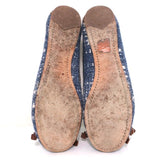 Prada Tweed Ballet Flats with Leather Bow Blue/Brown Size 37 available at CelebrityOwned.com img_9
