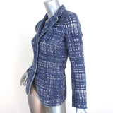 Prada Tweed Blazer Blue Size 38 Three-Button Jacket available at CelebrityOwned.com img_2