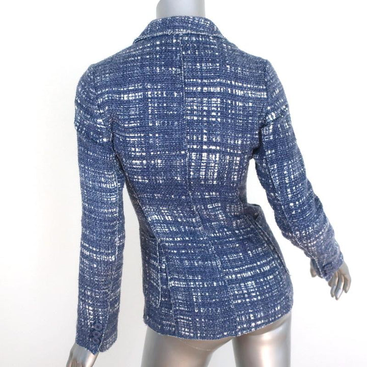 Prada Tweed Blazer Blue Size 38 Three-Button Jacket available at CelebrityOwned.com img_5