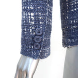 Prada Tweed Blazer Blue Size 38 Three-Button Jacket available at CelebrityOwned.com img_6