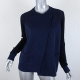 Proenza Schouler Cardigan Navy Paneled Knit Size Medium Asymmetric Sweater available at CelebrityOwned.com img_1