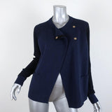 Proenza Schouler Cardigan Navy Paneled Knit Size Medium Asymmetric Sweater available at CelebrityOwned.com img_2