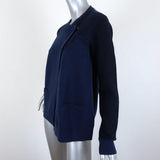 Proenza Schouler Cardigan Navy Paneled Knit Size Medium Asymmetric Sweater available at CelebrityOwned.com img_3