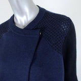 Proenza Schouler Cardigan Navy Paneled Knit Size Medium Asymmetric Sweater available at CelebrityOwned.com img_4
