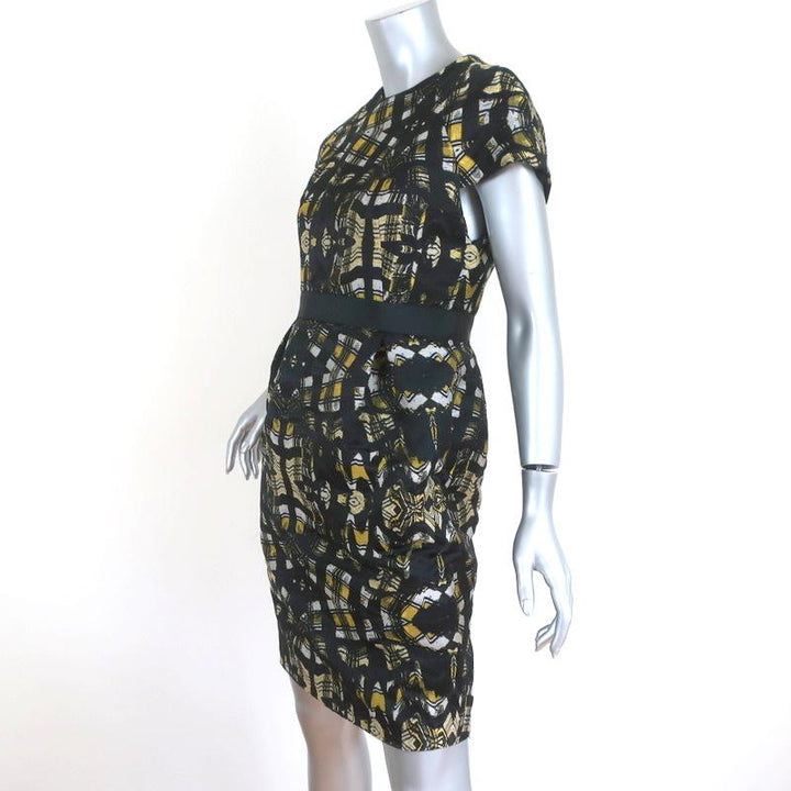 Proenza Schouler Dress Black Abstract Print Silk Jacquard Size 4 Short Sleeve available at CelebrityOwned.com img_2
