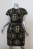 Proenza Schouler Dress Black/Yellow Printed Satin Jacquard Size 8 Cap Sleeve NEW available at CelebrityOwned.com img_1