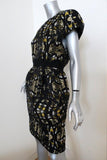 Proenza Schouler Dress Black/Yellow Printed Satin Jacquard Size 8 Cap Sleeve NEW available at CelebrityOwned.com img_4