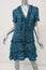 Proenza Schouler Dress Blue Abstract Print Silk Size 2 Ruffle Trim Short Sleeve