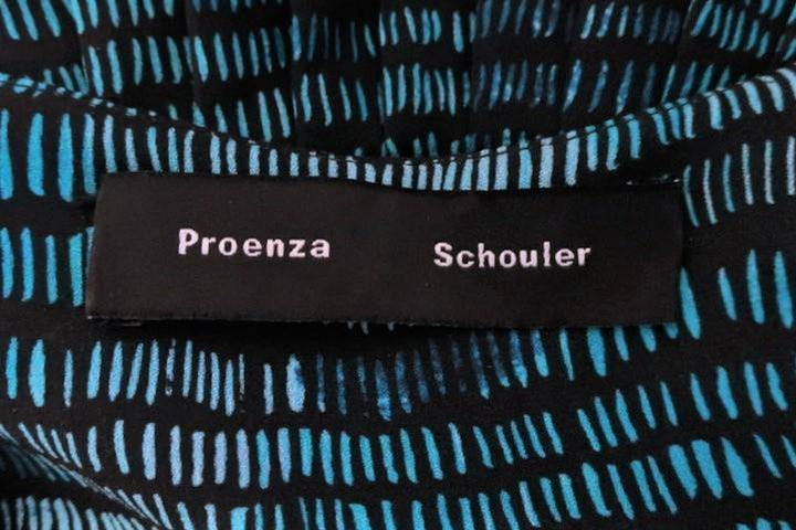 Proenza Schouler Dress Blue Abstract Print Silk Size 2 Ruffle Trim Short Sleeve available at CelebrityOwned.com img_3