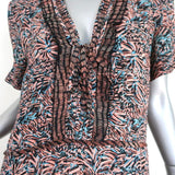 Proenza Schouler Dress Pink/Blue Printed Ruffled Silk Size 8 Short Sleeve V-Neck-img_[image_position} from CelebrityOwned.com