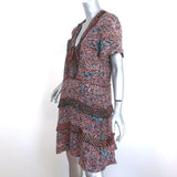 Proenza Schouler Dress Pink/Blue Printed Ruffled Silk Size 8 Short Sleeve V-Neck-img_[image_position} from CelebrityOwned.com