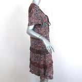 Proenza Schouler Dress Pink/Blue Printed Ruffled Silk Size 8 Short Sleeve V-Neck-img_[image_position} from CelebrityOwned.com