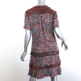 Proenza Schouler Dress Pink/Blue Printed Ruffled Silk Size 8 Short Sleeve V-Neck-img_[image_position} from CelebrityOwned.com