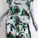 Proenza Schouler Dress White Tropical Print Silk Size 4 Short Sleeve Shift available at CelebrityOwned.com img_2