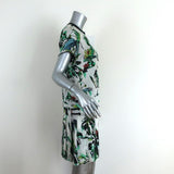Proenza Schouler Dress White Tropical Print Silk Size 4 Short Sleeve Shift available at CelebrityOwned.com img_4