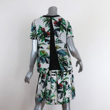 Proenza Schouler Dress White Tropical Print Silk Size 4 Short Sleeve Shift available at CelebrityOwned.com img_7