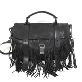 Proenza Schouler PS1 Medium Fringe Bag Black Leather Crossbody Satchel available at CelebrityOwned.com img_3
