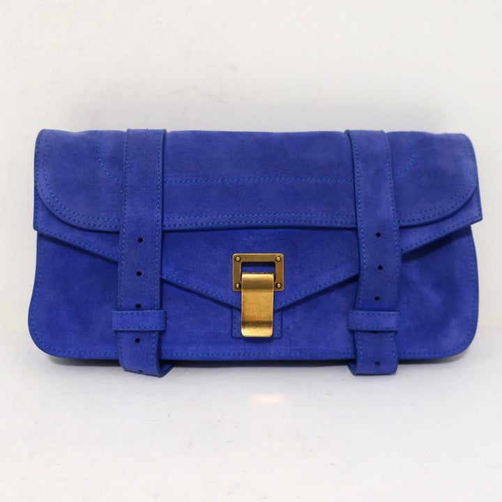 Proenza Schouler PS1 Pochette Clutch Purple-Blue Suede Small Bag available at CelebrityOwned.com img_2