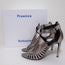 Proenza Schouler Sandals Silver Metallic Woven Leather Size 41 Open Toe Heels