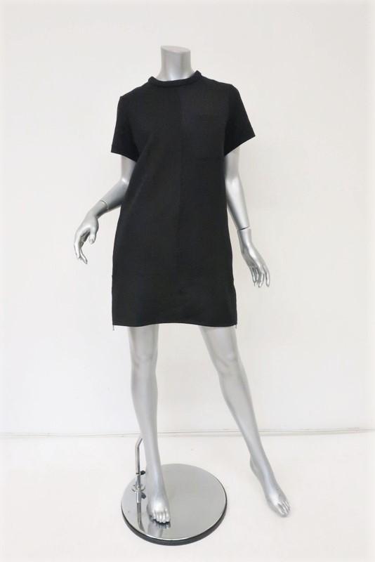 Proenza Schouler T-Shirt Dress Black Cotton Neoprene Size 4 Short Sleeve Mini