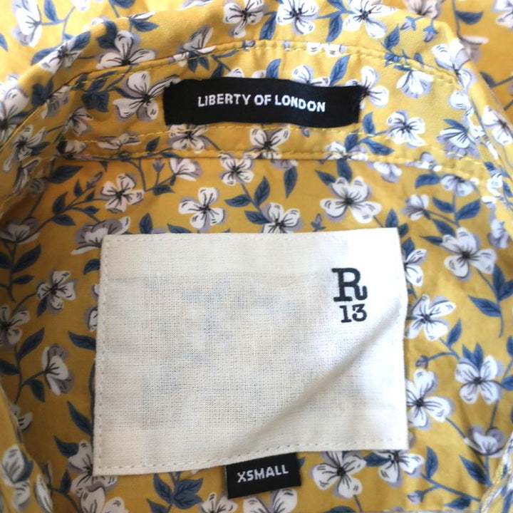 R13 Tony Shirt Yellow Floral Print Cotton &amp; Leopard Silk Top Size Extra Small available at CelebrityOwned.com img_6