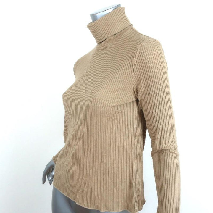 RE/DONE 60s Long Sleeve Turtleneck Top Sand Ribbed Jersey Size Medium NEW available at CelebrityOwned.com img_2