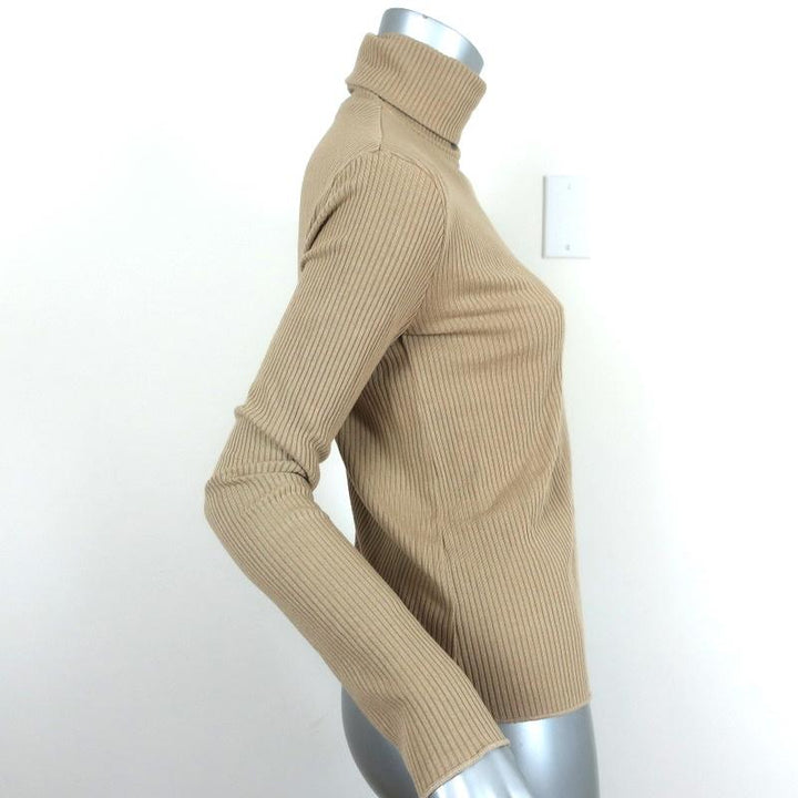 RE/DONE 60s Long Sleeve Turtleneck Top Sand Ribbed Jersey Size Medium NEW available at CelebrityOwned.com img_4