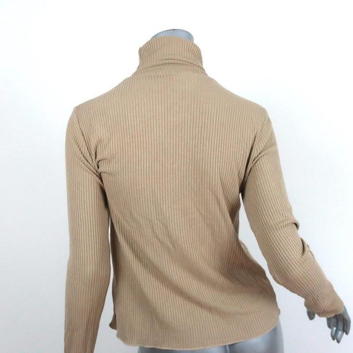 RE/DONE 60s Long Sleeve Turtleneck Top Sand Ribbed Jersey Size Medium NEW available at CelebrityOwned.com img_5