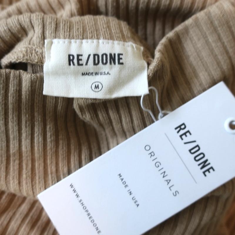 RE/DONE 60s Long Sleeve Turtleneck Top Sand Ribbed Jersey Size Medium NEW available at CelebrityOwned.com img_6