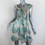 ROCOCO SAND Mini Dress Echo Leaf Print Chiffon Size Small Lace-Up Sleeveless NEW