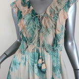 ROCOCO SAND Mini Dress Echo Leaf Print Chiffon Size Small Lace-Up Sleeveless NEW available at CelebrityOwned.com img_2