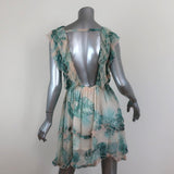 ROCOCO SAND Mini Dress Echo Leaf Print Chiffon Size Small Lace-Up Sleeveless NEW available at CelebrityOwned.com img_5