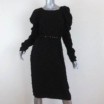 Rachel Comey Dress Whiff Black Textured Jacquard Size 4 Draped Long Sleeve available at CelebrityOwned.com img_1
