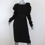 Rachel Comey Dress Whiff Black Textured Jacquard Size 4 Draped Long Sleeve available at CelebrityOwned.com img_1
