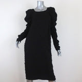 Rachel Comey Dress Whiff Black Textured Jacquard Size 4 Draped Long Sleeve available at CelebrityOwned.com img_2