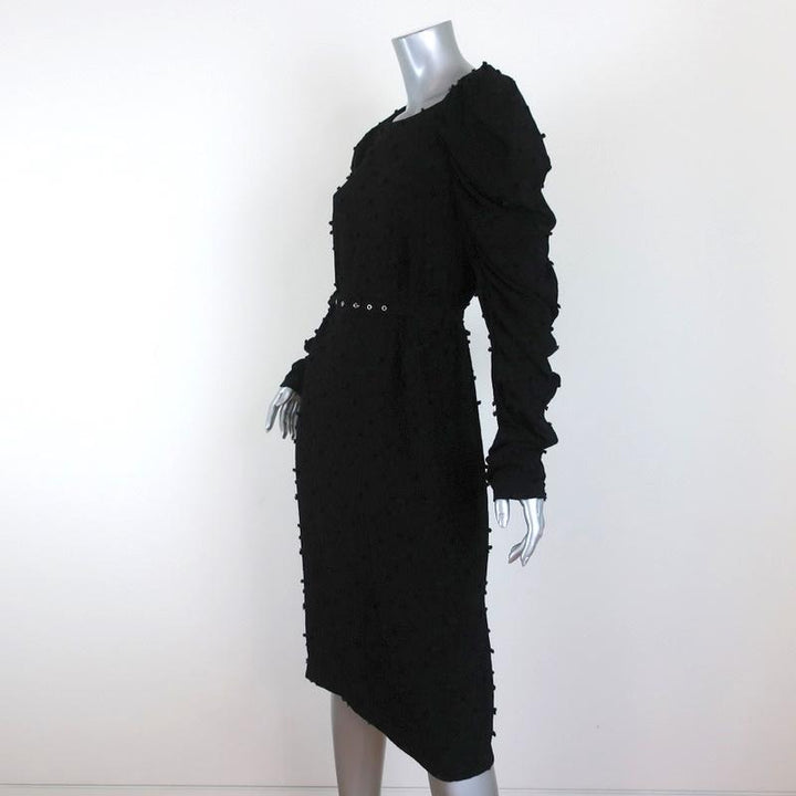 Rachel Comey Dress Whiff Black Textured Jacquard Size 4 Draped Long Sleeve available at CelebrityOwned.com img_3