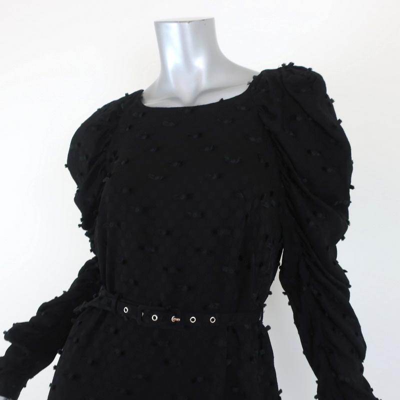 Rachel Comey Dress Whiff Black Textured Jacquard Size 4 Draped Long Sleeve available at CelebrityOwned.com img_4