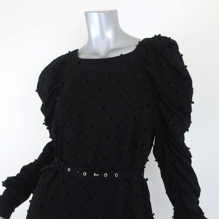 Rachel Comey Dress Whiff Black Textured Jacquard Size 4 Draped Long Sleeve available at CelebrityOwned.com img_4