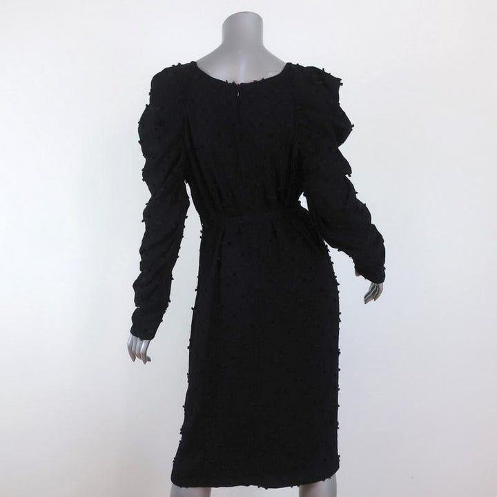 Rachel Comey Dress Whiff Black Textured Jacquard Size 4 Draped Long Sleeve available at CelebrityOwned.com img_6