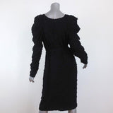 Rachel Comey Dress Whiff Black Textured Jacquard Size 4 Draped Long Sleeve available at CelebrityOwned.com img_6