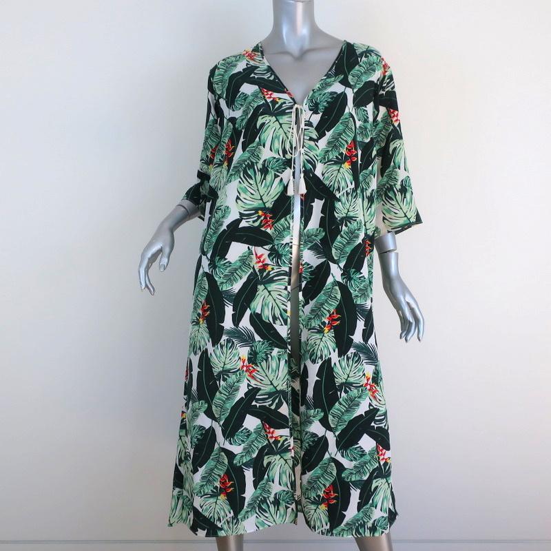 Rachel Zoe Palm Print Duster Jacket One Size Fits All Cover-Up Kimono Celebrity Owned Rachel Zoe Palm Print Duster Jacket One Size Fits All Cover-Up Kimono Celebrity Owned